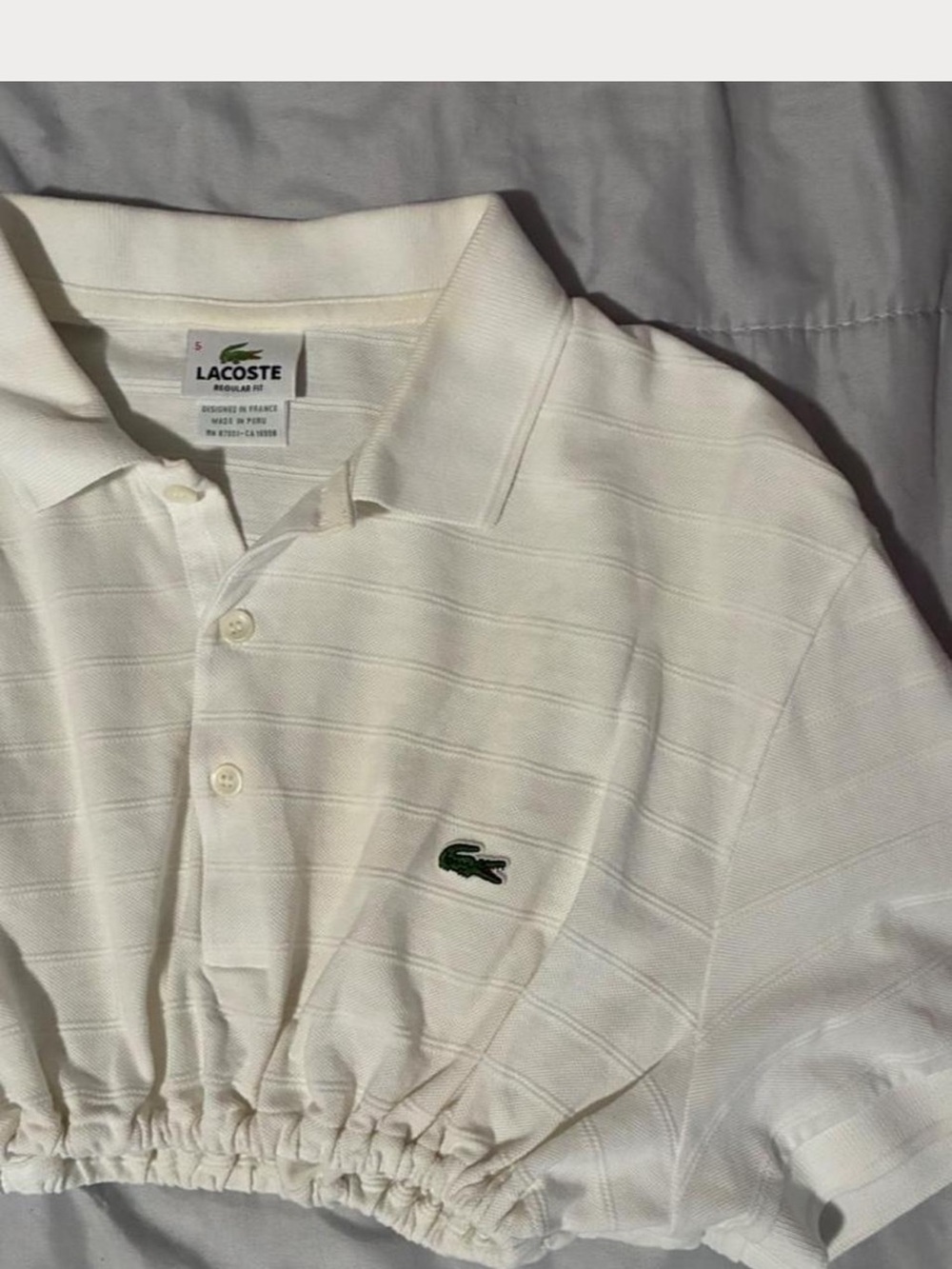 Lacoste White Polo with Green Crocodile Logo